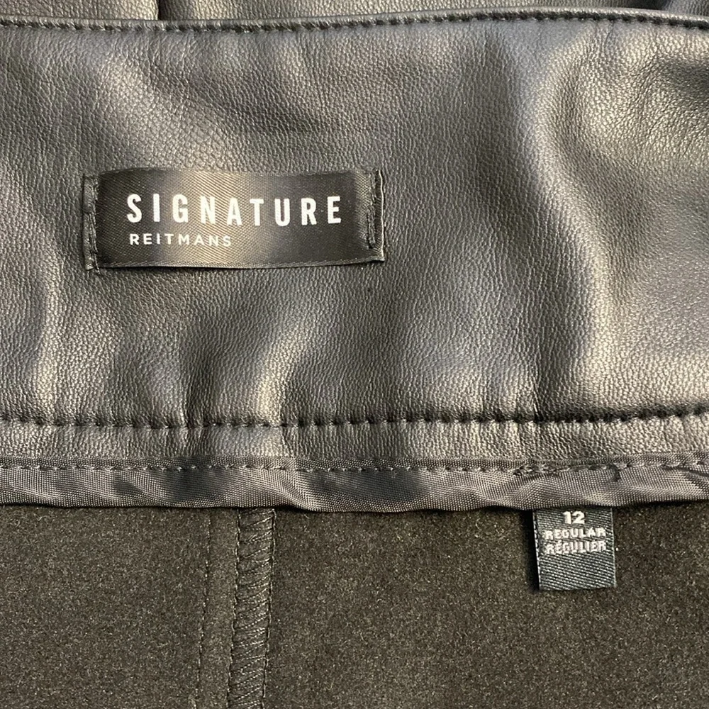 Reitmans Signature Black Pleather Skirt With Pockets Zip Button Closure Size 12 - Picture 6 of 10